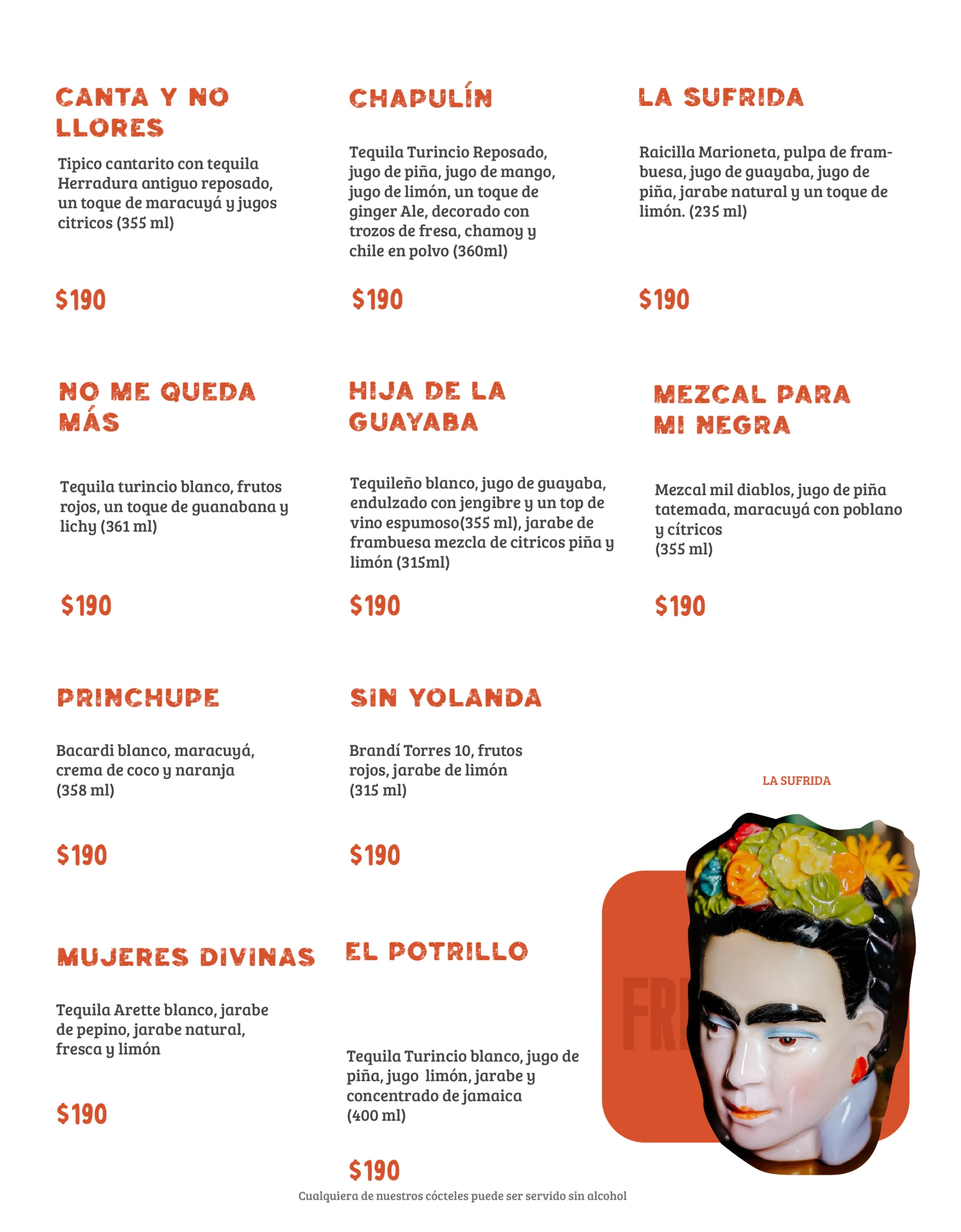 Menú de Sin Yolanda Guadalajara, lámina 9 de 15
